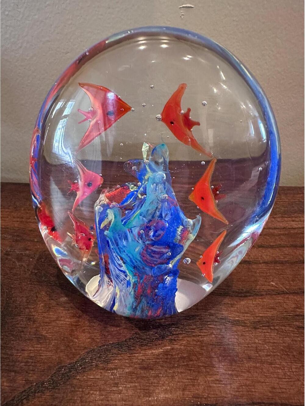 Vintage Murano Style Glass Fish Paperweight